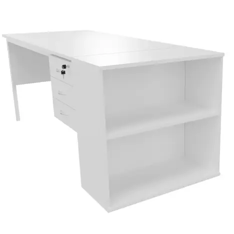 Desk End Bookcase - White